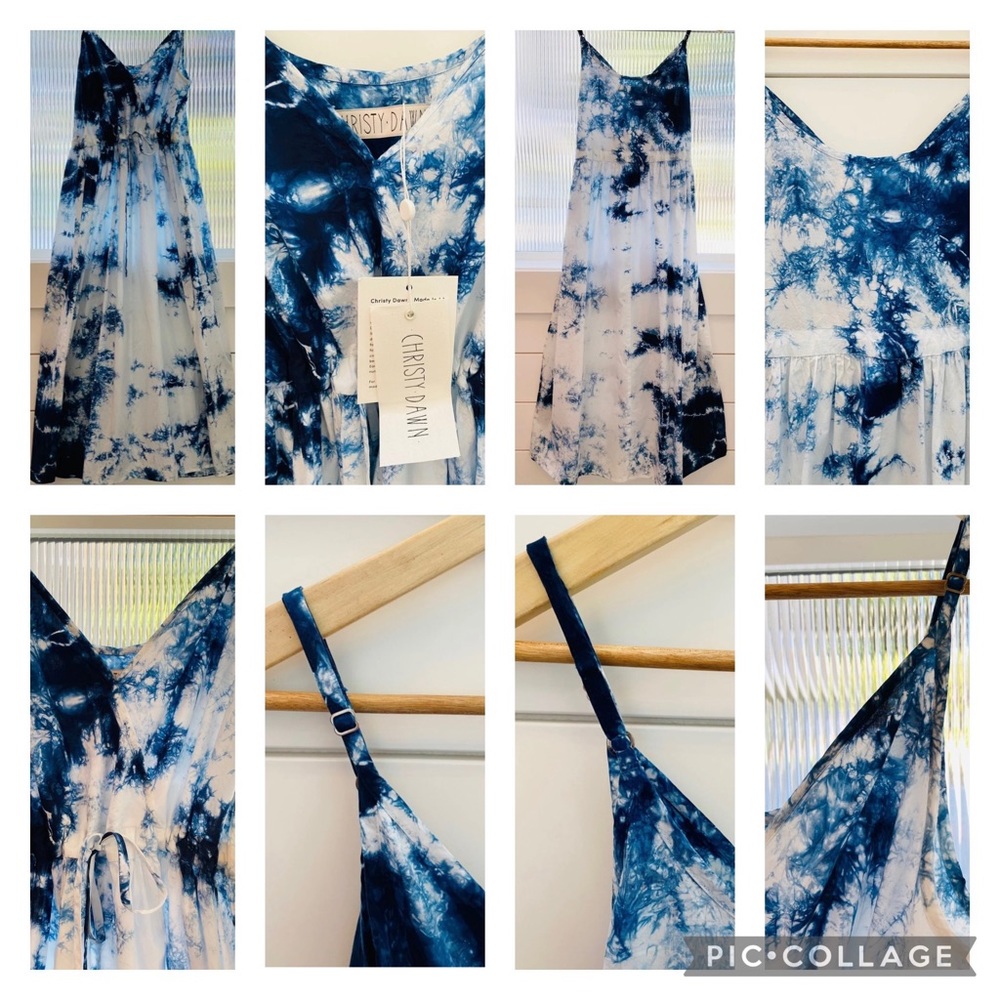 Christy Dawn Lincoln hand dyed Shibori midi dress OSFA sustainable clothing
